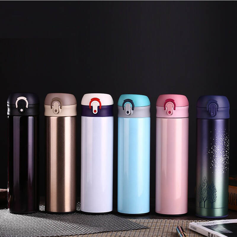 500ML Vacuum Flasks Coffee Tea Milk Cups Stainless Steel Strainer Bounce Cover Travel Mug Leak-Proof Thermos Cup Double Wall-image-690311110