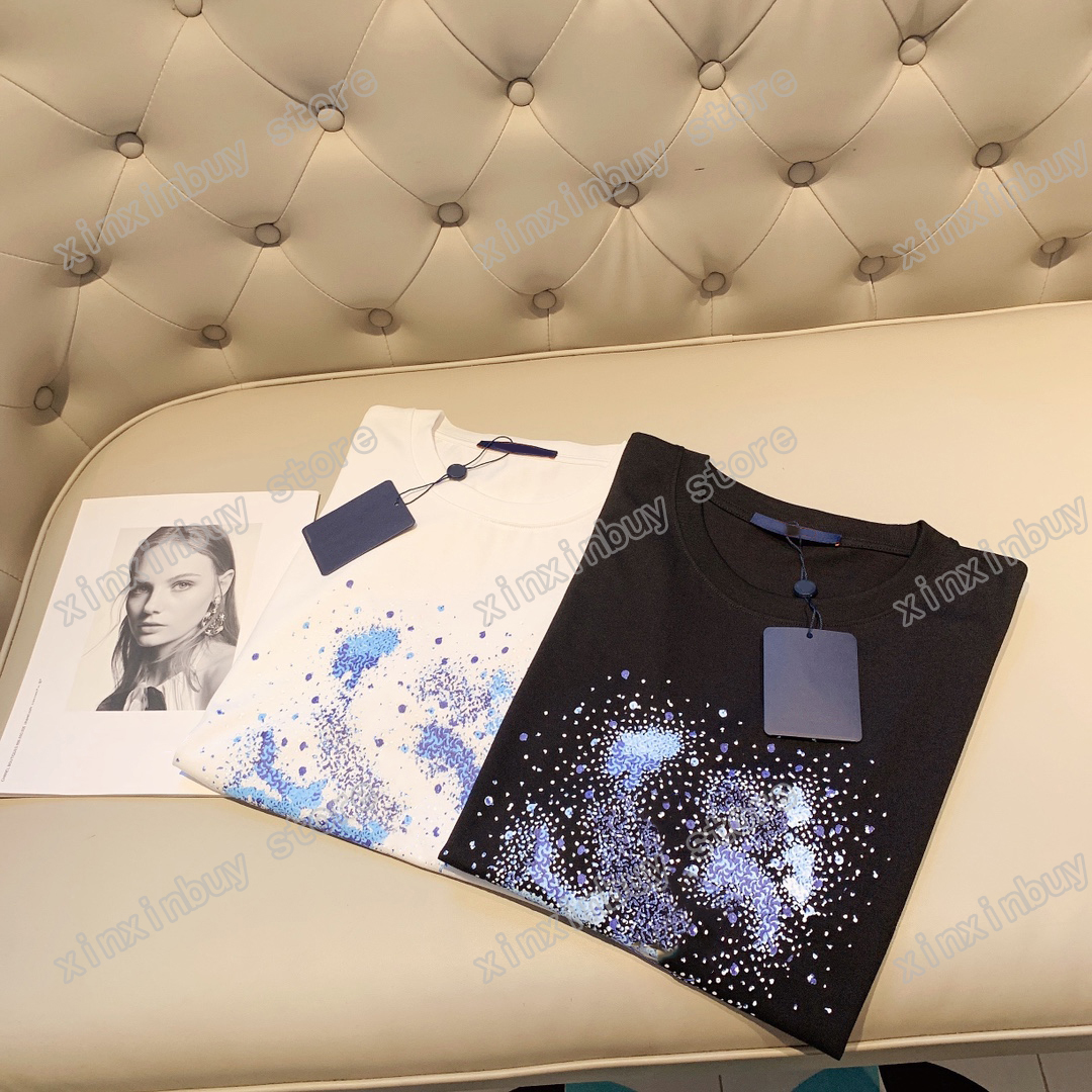 

22ss Men Women Designers T-Shirts tee Starry sky spray printing short sleeve Man Crew Neck paris Fashion Streetwear white black XS-L
