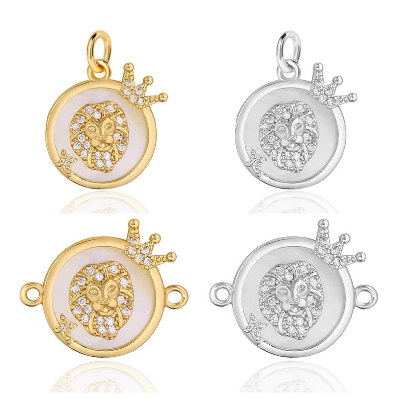 

Charms Fashion Simple Golden Silver Copper Gilded Lion Crown Small Pendant Hand Brand DIY Necklace Bracelet Jewelry Accessories, Bronze;silver