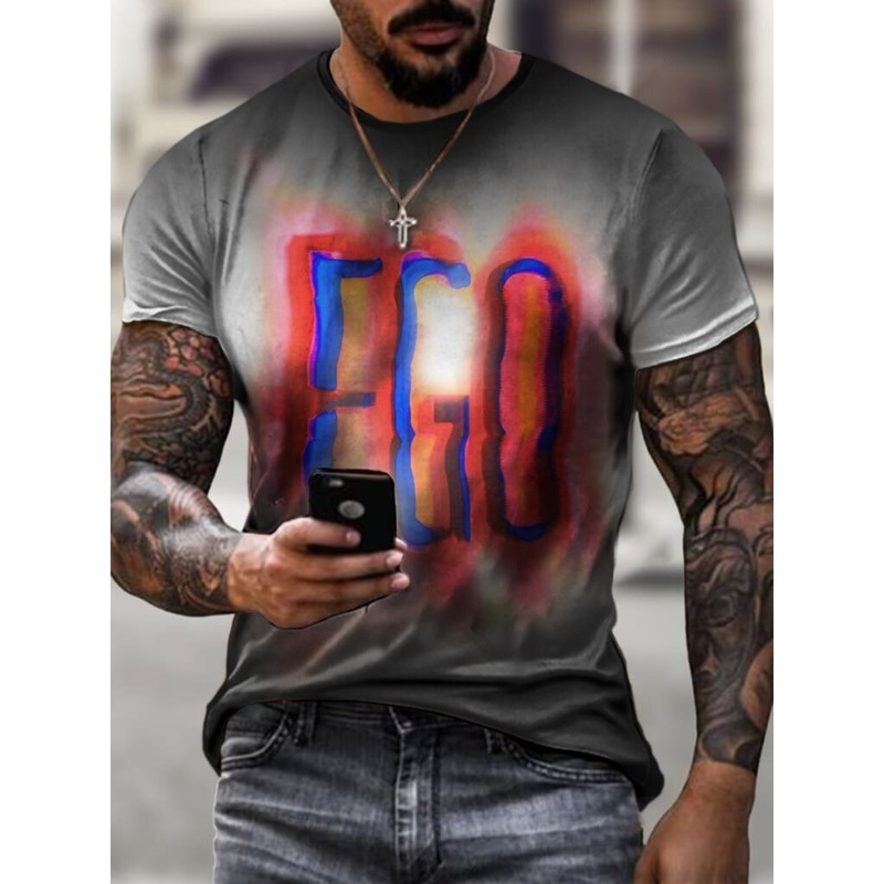 

EGO printing 3D printing T-shirt unique fashion beautiful breathable comfort daily party travel visual impact gothic style men's short sleeves, White;black