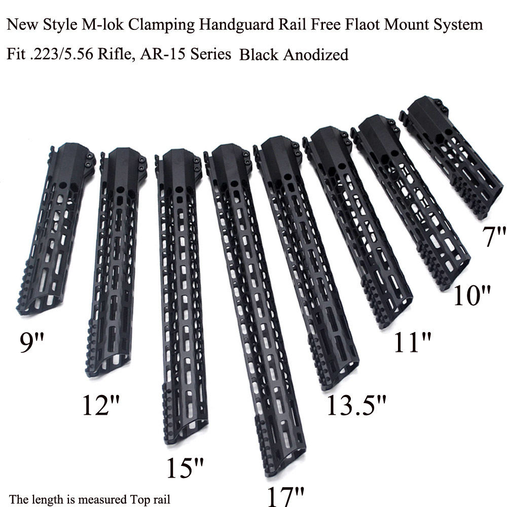 

7/9/10/11/12/13.5/15/17'' inch New Design M-lok Clamping Handguard Rail Free Float Picatinny Mount System_Black color