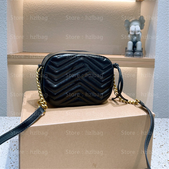 

Marmont small matelasse shoulder bag Black chevron leather luxurys chain bag Purse Wallet Business Shopping Bag, Color 01