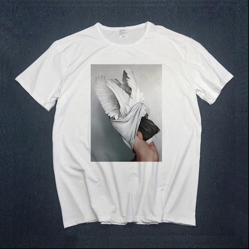 

summer short sleeve graphic womens t shirts white floral feather girl print harajuku aesthetics