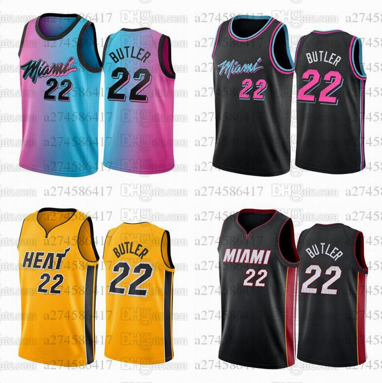 

Men S-6XL basketball jersey Miami Heat 22 Jimmy Butler red white black blue pink yellow sleeveless city Jerseys, Black;red