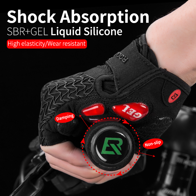 

ROCKBROS Touch Screen Cycling Bike Gloves Autumn Spring MTB Bike Bicycle Gloves GEL Pad Shockproof Half Finger Mittens Glovesg