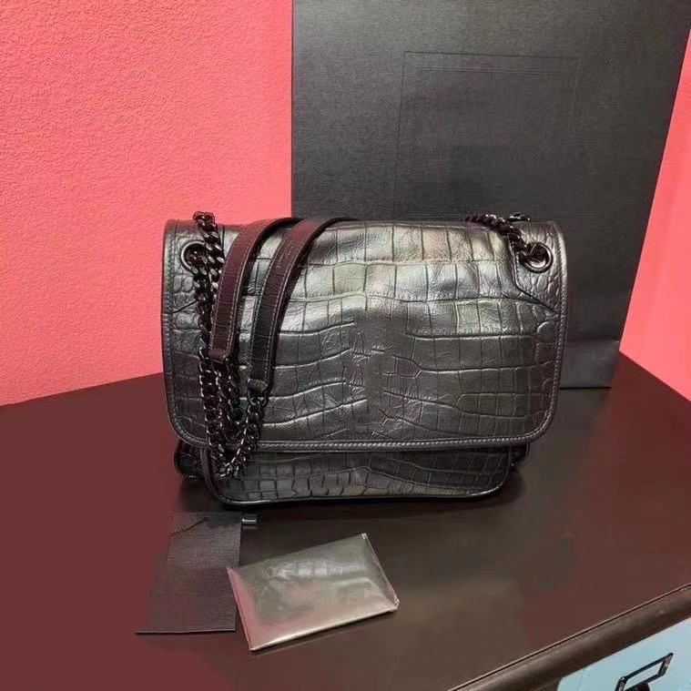 

Ladies Fashion Messenger Bag Luxury Postman Bags Alligator Genuine Leather Women Chains Shoulder Handbags High Quality All Match Elegant, Not sold separately