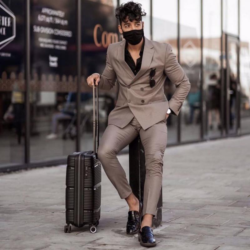 

Men's Suits & Blazers Brown Double-Breasted Costume Men Wedding Tuxedos 2 Pcs Groom Prom Slim Fit Man Blazer Coat Pant Latest Design Busines, Black