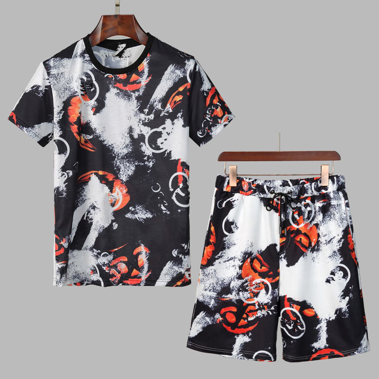 

Men Women High Quality Tracksuits Mens Stylist T Shirt Summer Short Sleeve Suit Size -3XL, Gray