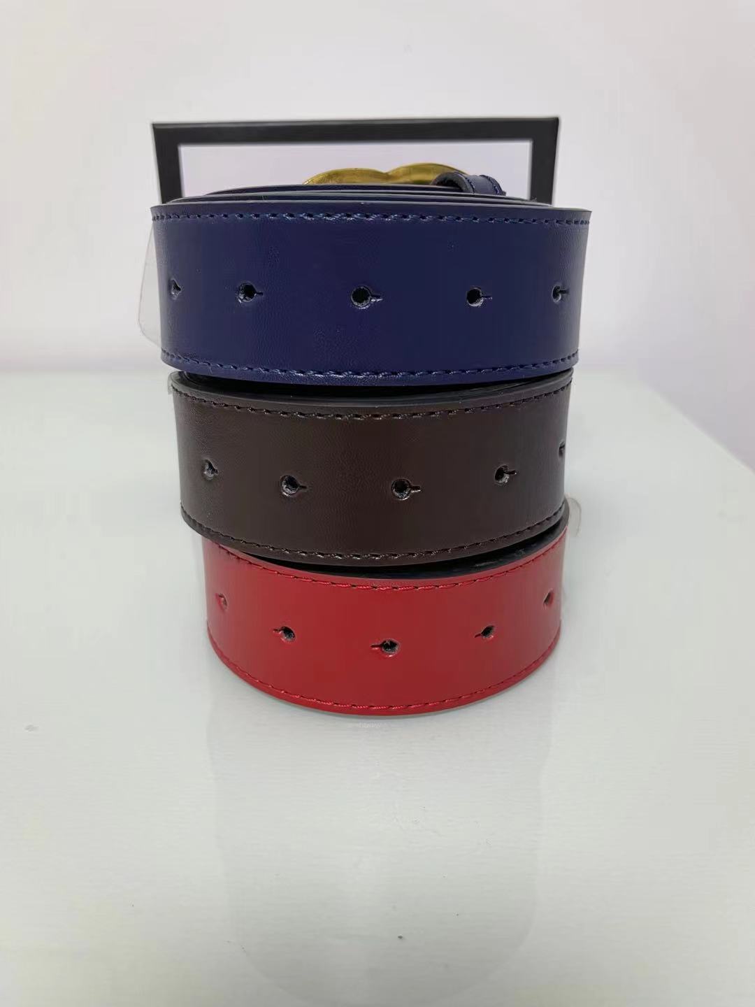 

2021 men's fashion designer brand belt & box type ladies leisure letter big gold buckle luxury belts AAA+++688, Pink