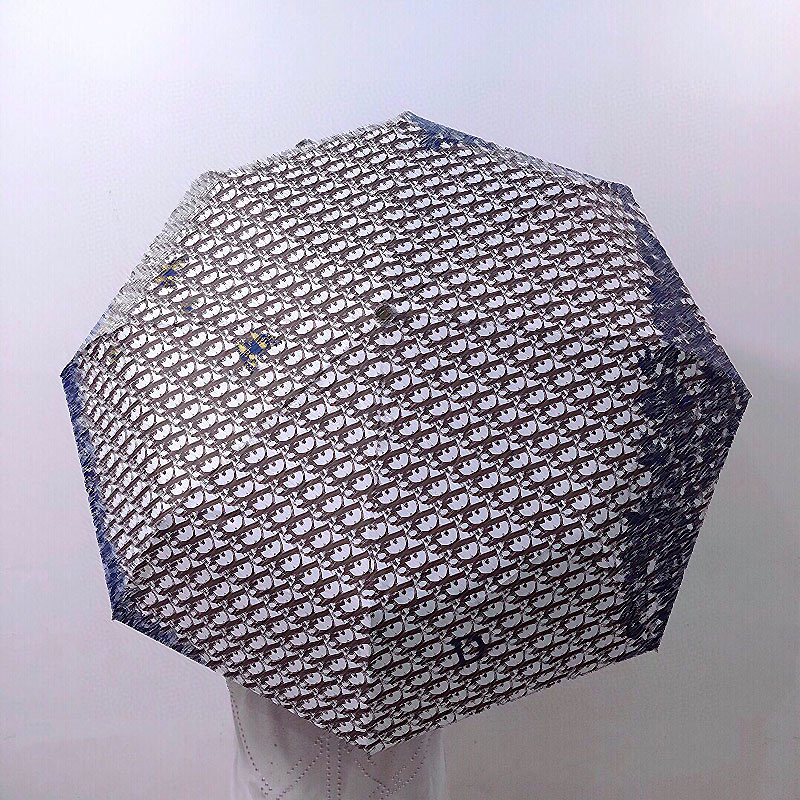 

Ds Designers Sun Shade Umbrella Black White Feather Sunny Rainy Three Folding Coating Vinyl Umbrellas, With box