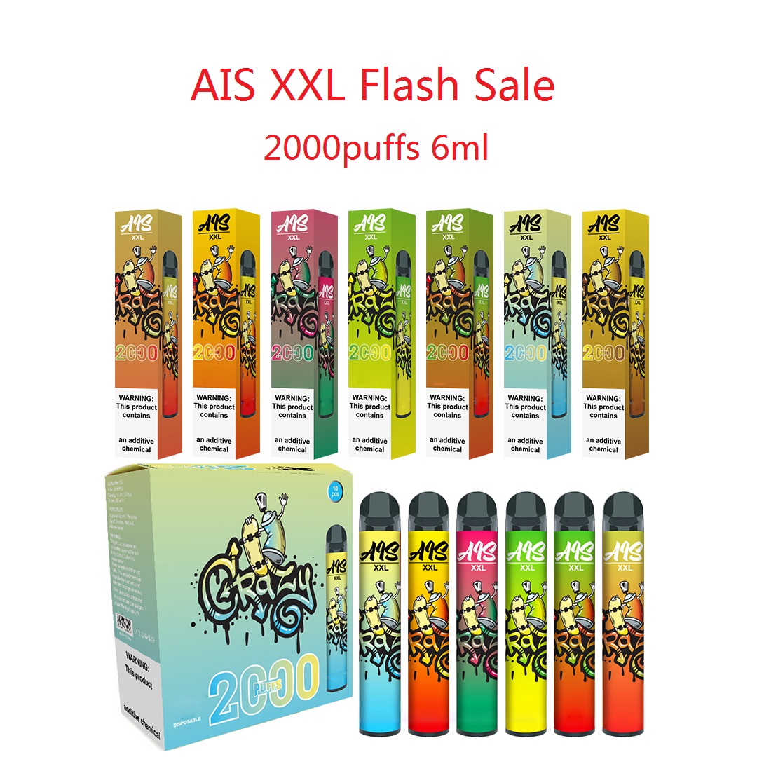 

AIS XXL electronic cigarettes disposable vapes pod devices 8 colors available 6ml 2000 puff vaporzier bar factory supply