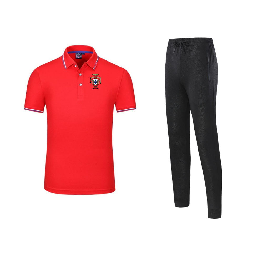 

21/22 Portugal Men's Tracksuits Football Polo Sport Shirts Traning Soccer With Long Pants Uniform Sets Team, Gray