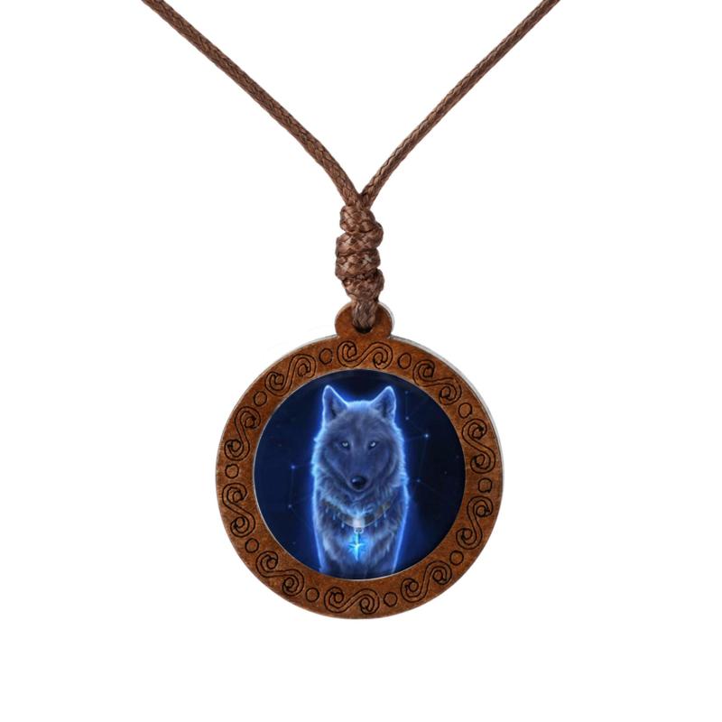 

Pendant Necklaces Vintage Nordic Witchcraft Wolf Necklace Choker Rope Sweater Chain Jewelry For Women Men Po Cabochon Colar N053, Silver
