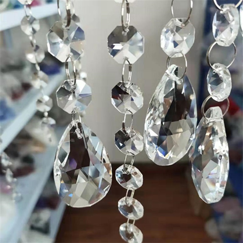 

50PCS Clear Crystal Faceted Teardrop Water Drop Cut Prism Hanging Pendant Jewelry Chandelier Part Acrylic bead 609 Q2