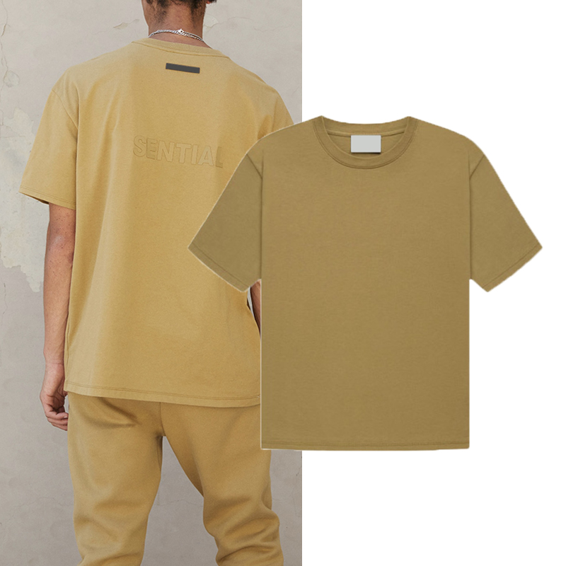 

21ss Spring summer USA Europe Size Backside 3D Silicon Logo Tee Men t shirt Women Street skateboard Casual cotton Tshirt, Ginger