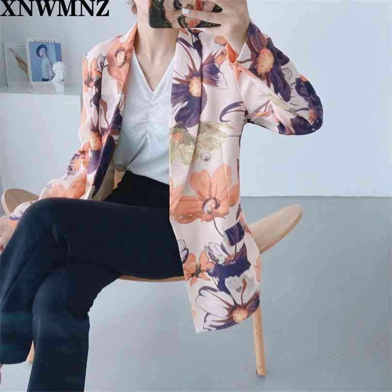 

Blazer Women Double Breasted Long Sleeve Fashion Graffiti Print Office Wear Ladies Blazers Pockets Jacket Outerwaer 210520, Multi