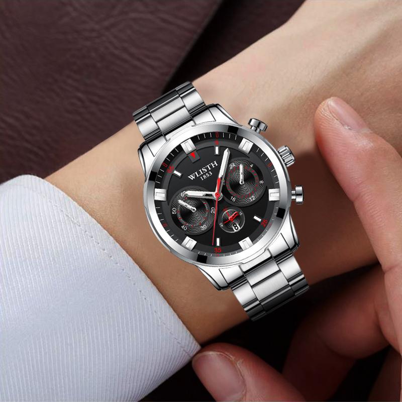 

Wristwatches WLISTH Men's Fashion Watch Sports Decoration Luminous Calendar With Water Steel Band Quartz Movement Without Box WA266, 01