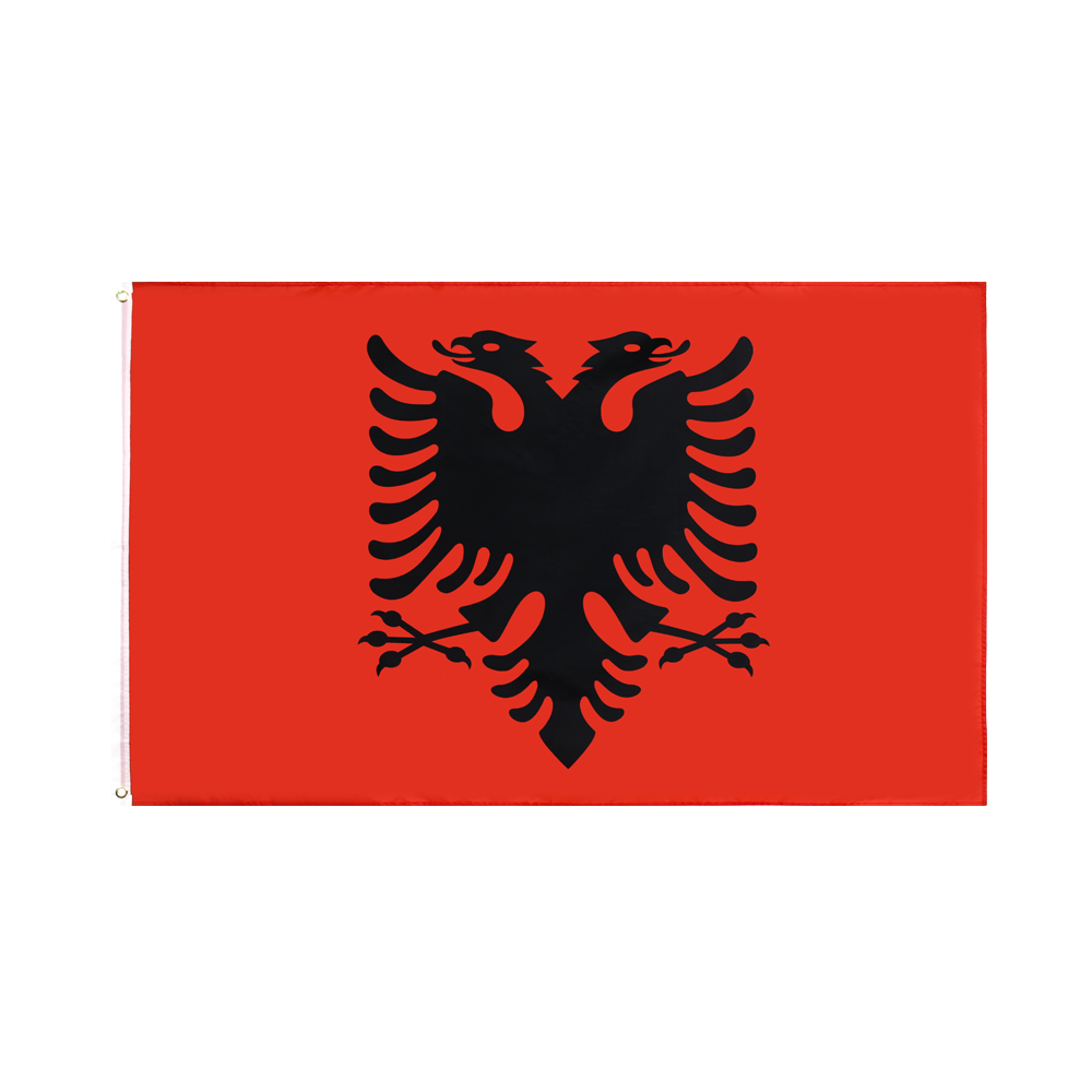 

Albania Natinal Flag Retail Direct Factory Wholesale 3x5Fts 90x150cm Polyester Banner Indoor Outdoor Usage Canvas Head with Metal Grommet