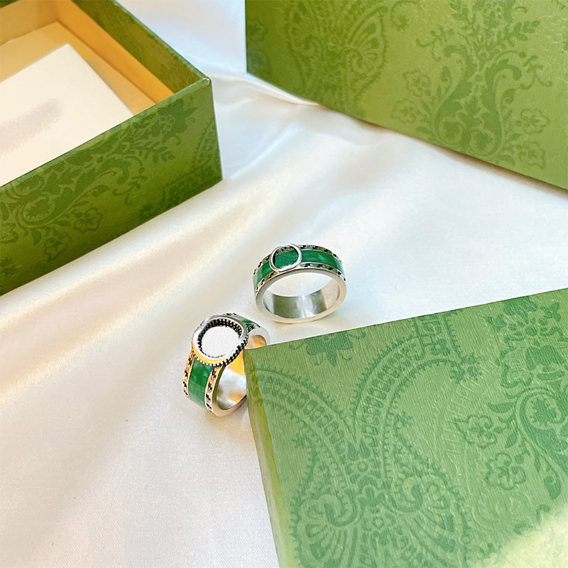 

2021 New Rings Enamel Designer Ring Jewelry Luxury Emerald Green Womens Lady Elegant Letter Electroplate Habbly