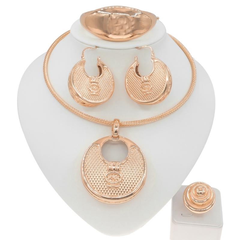 

Earrings & Necklace Italian Rose Gold Jewelry Set Unique Design Woman Banquet Holiday Gift, Silver