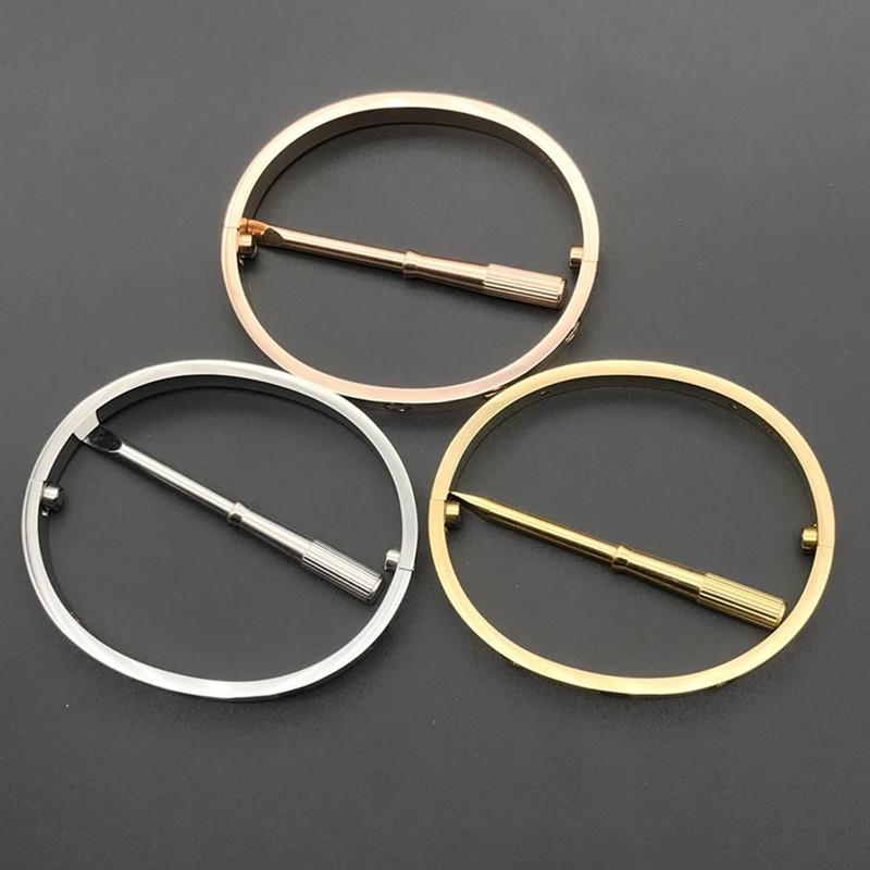 

Luxury High Qualtiy Classic Design Bracelets&Bangles For Lover's Stainless Steel Cuff Wedding Bracelets Jewelry With Screw and dustbag