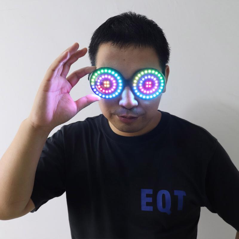 

Party Decoration High Quality USB Recharge Led Glasses Light Up Goggles Rainbow Full Color Spectrum Rave Eye Costume Night Club