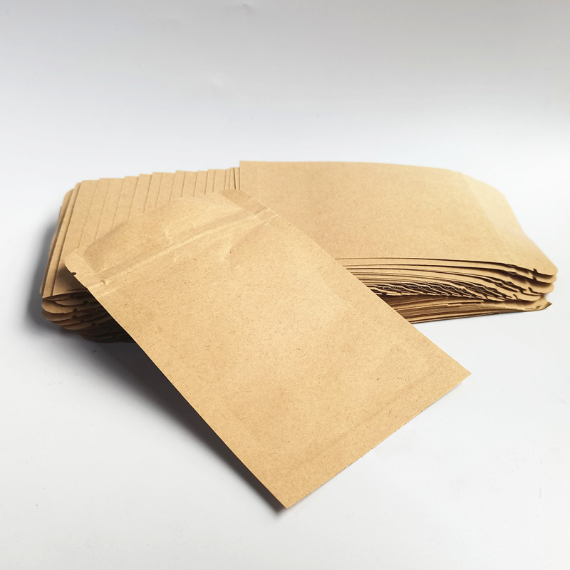 

Food Grade Natural Kraft Paper bag Aluminum Foil Lined 3 Side Seal Mylar Flat Zipper Bags