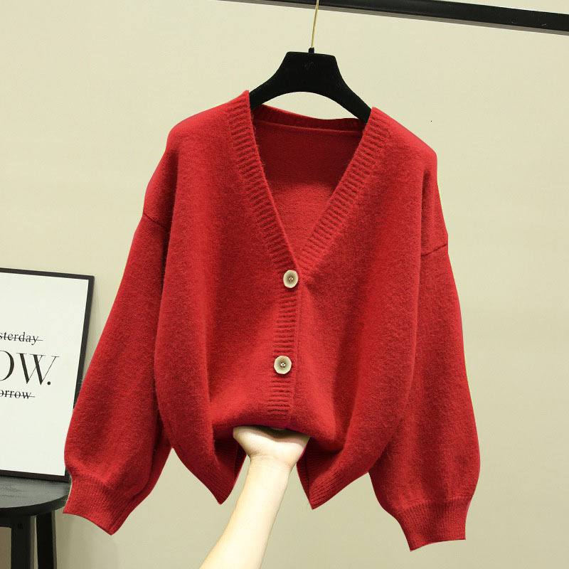 

Women's Sweaters female mesh cardigan oversize casually released with cleavage v sweater Autumn green 71VK, 1# shoe box