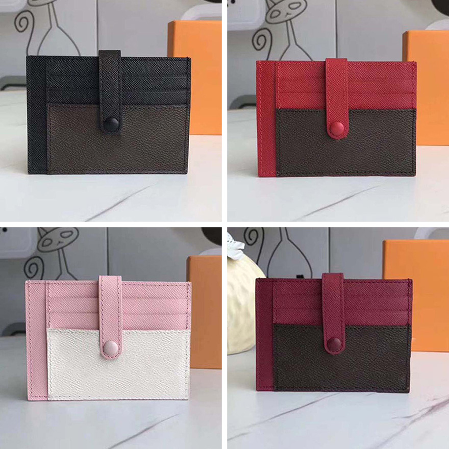 

M66532 Multi-function Female card holder old flower white grid Fashion leather coin purse Clutch wallets Box, Pink white plaid