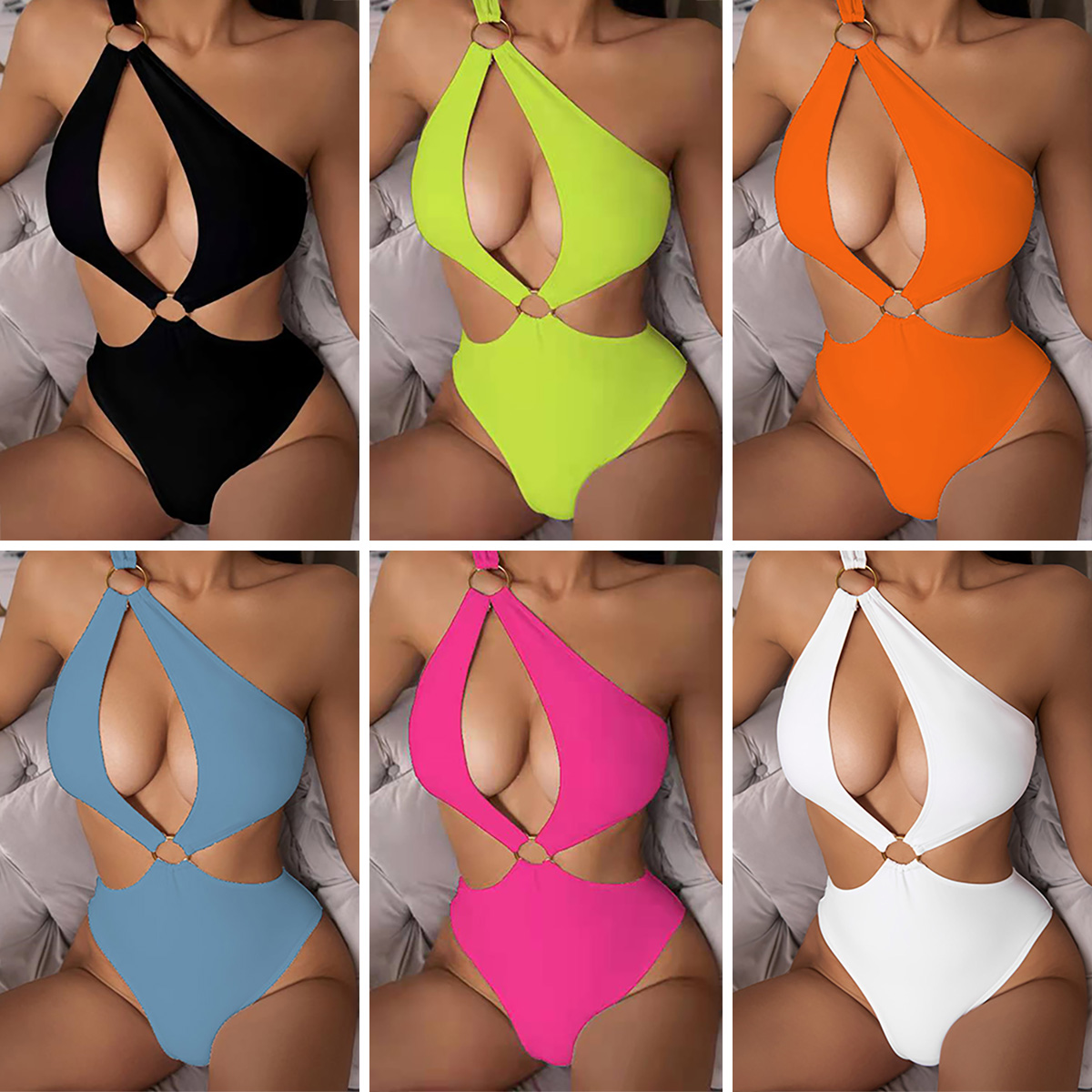 Maillot de bain Sexy pour femmes découpé Monokini Push Up Bikinis femmes évider une pièce maillots de bain couleur unie maillot de bain Biquini