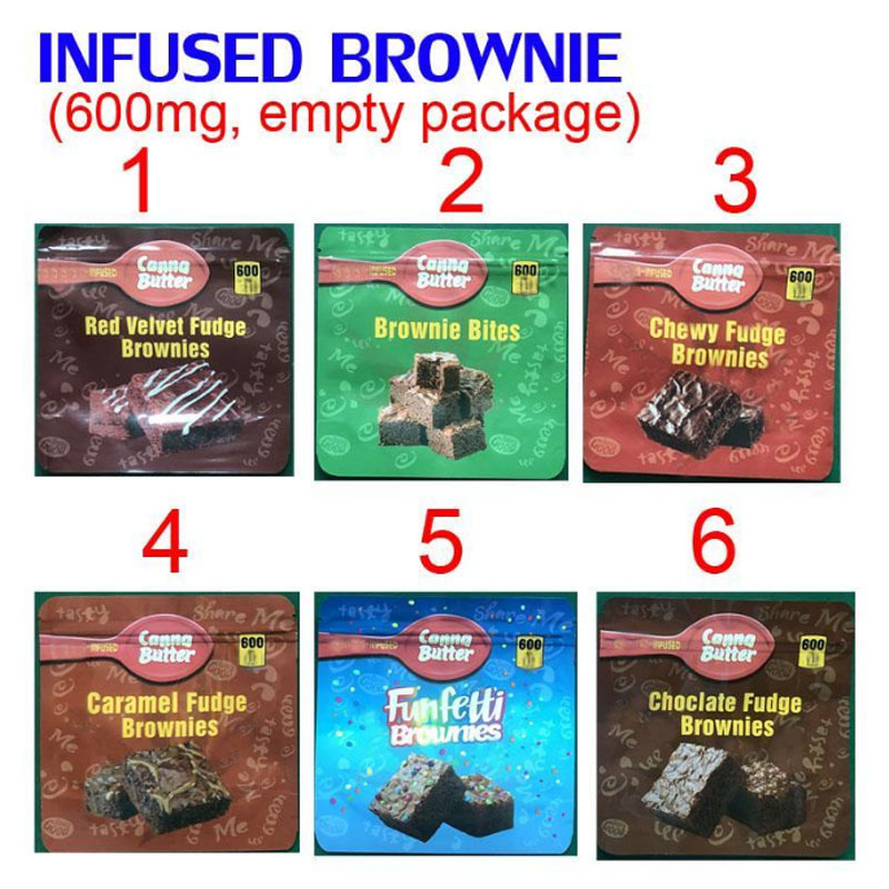 

Gummy edibles chocolate Brownie packing bags red velvet chewy fudge bites caramal funfetti packaging