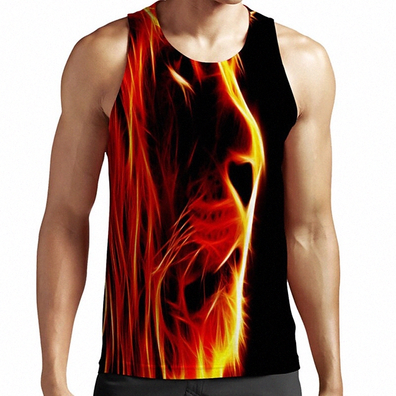 Men's Unisex Tank Top Undershirt 3D Print Graphic Prints Lion Animal Plus Size Round Neck Casual Daily Print Sleeveless Tops Basic Fashion D