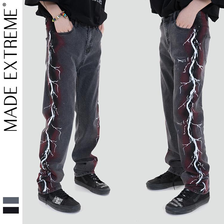 

Side Pattern Distressed Jeans Men Designer For HIP HOP Biker Fashion Cargo Z79 Men's, Blue