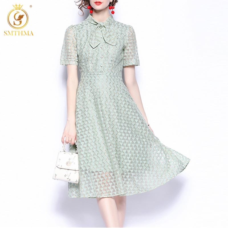 

Fashion Summer Dress Women' Short Sleeve Lace Hollow Out Vintage Elegant Dresses Vestidos 210520, Photo color