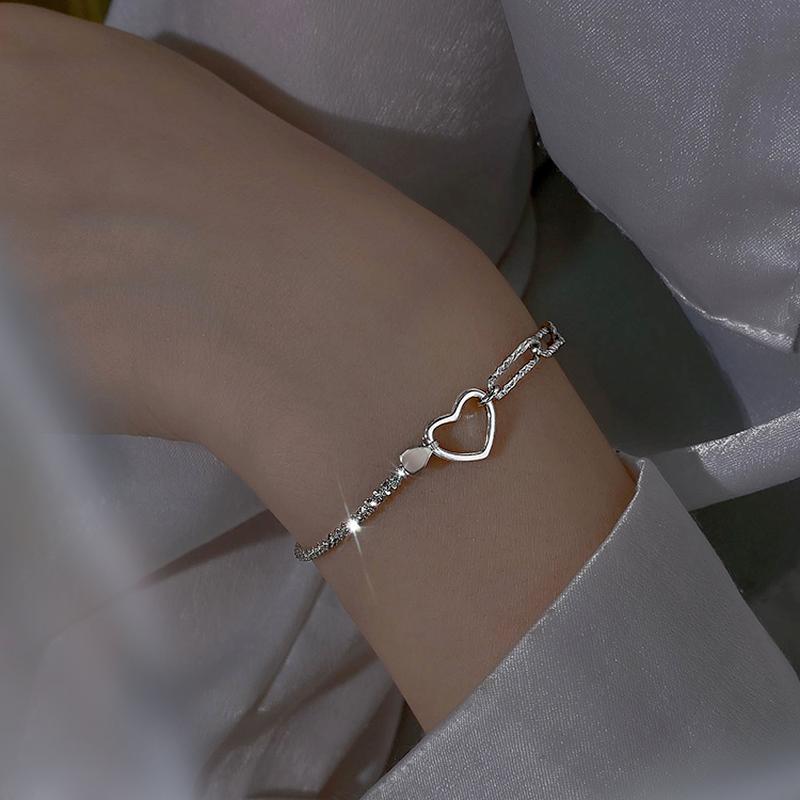 

Charm Bracelets Bohemia Silver Color Hollow Heart Chain Geometry Adjustable Bracelet For Women Girl Party Birthday Gift Wholesale