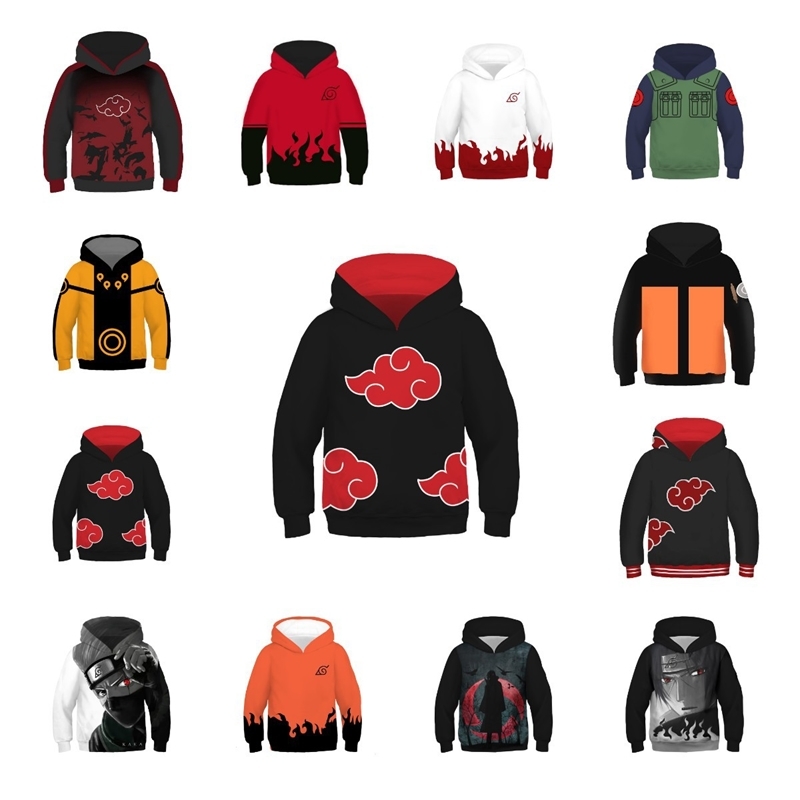 

Hooded Box top Sweatshirt Embroidery Men Women Couple HoodiesRiman Naruto series 3D digital printing hooded children's sweater Cosplay anima, Black