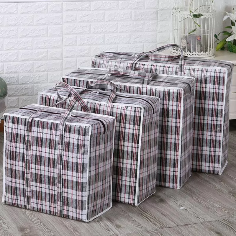 

1Pc Big Capacity Jumbo Portable Plastic Bags Large Zipper Reusable Strong Laundry Storage Bag Holder Pouch Organizer