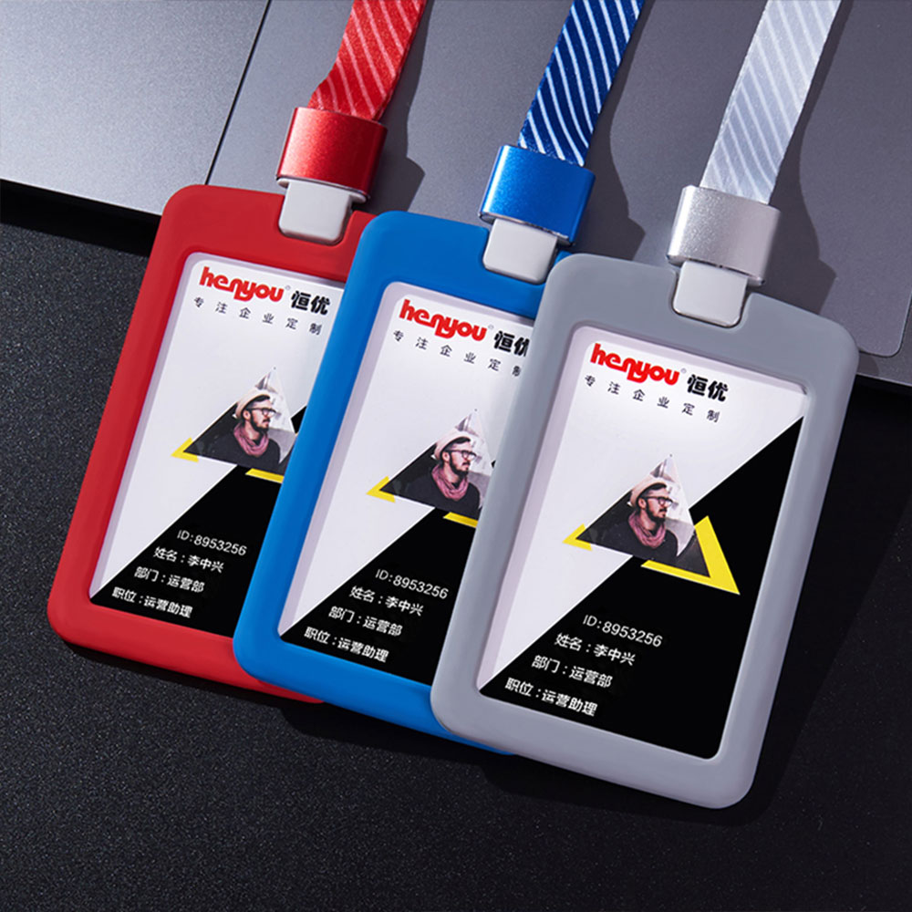 

files school badge with lanyard sleeve work college student card neck silicone holder can be customized