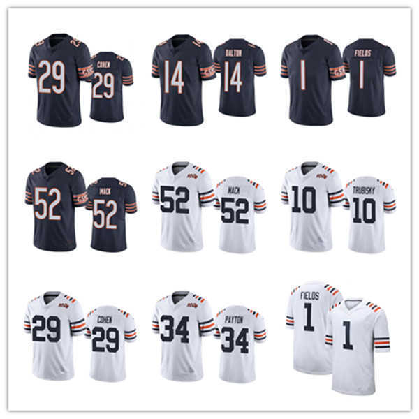 

ChicagoBearsMEN Khalil Mack Walter Payton Tarik Cohen justin fields andy dalton 100th Season Alternate Classic Limited football Jersey, Black;red