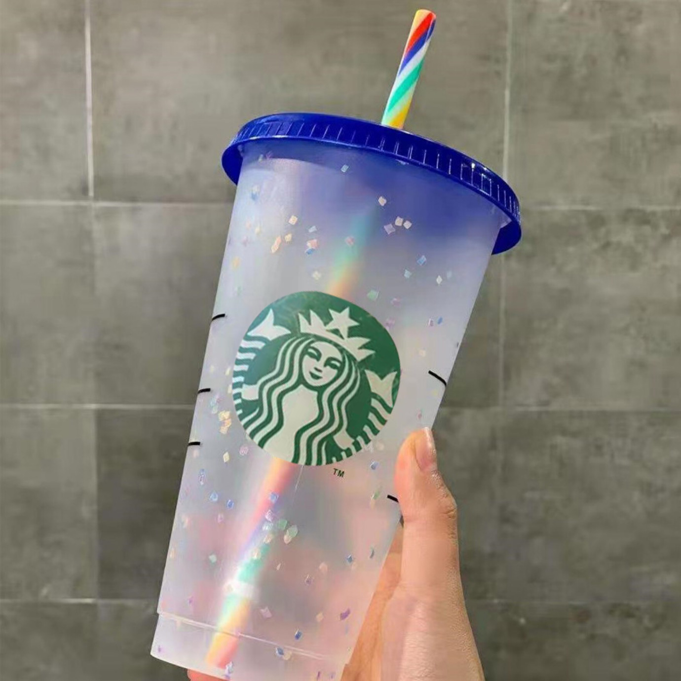 

20oz starbucks 500ml rainbow Mugs confetti color changing cups 24oz 710ml 16oz 473ml Plastic Tumbler Reusable Clear Drinking Flat Bottom Pillar Shape Lid Straw, Starbucks cup