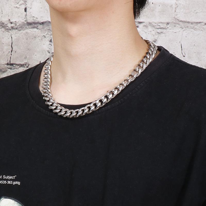 

13/15mm Heavy Silver Color Curb Cuban Chain 316L Stainless Steel Mens Women Necklace Punk Hhiphop Biker Jewelry 18"-26" Chains