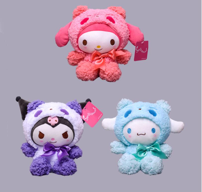 

20 cm plush toy doll Panda transformed into Kuromi Melody for children, Mixed colors