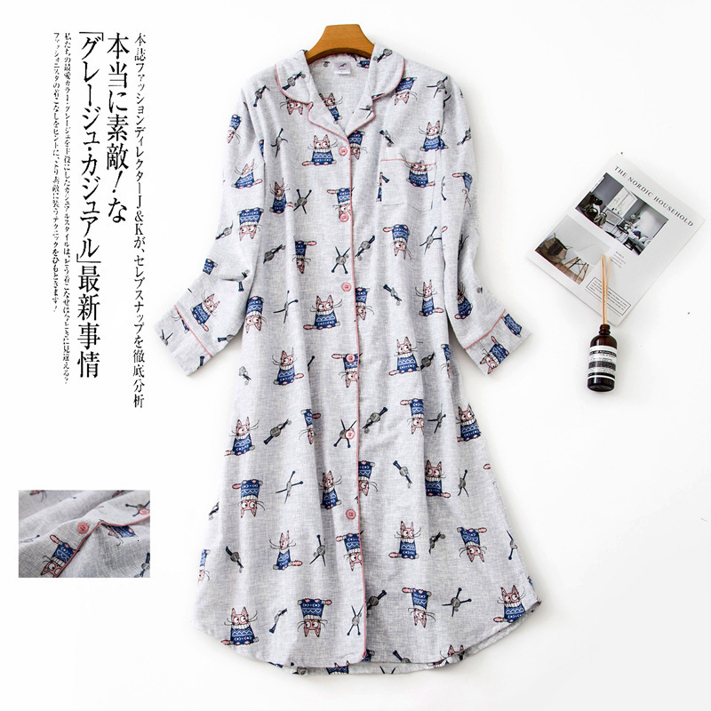 

dress Casual spring long sleepwear 100% cotton for woman pj night, Skirt flannel.