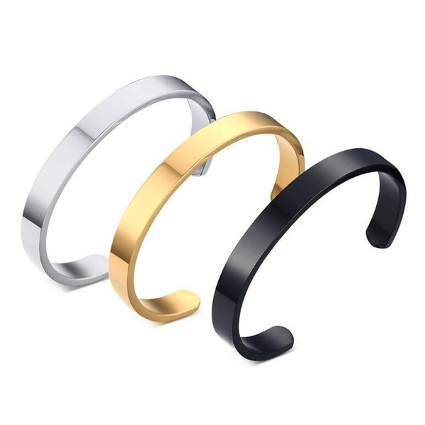 

Simple Style 8mm Width Surface Men's Cuff Bracelets & Bangles Stainless Steel Open Bracelet Men Wide Bangle Pulseira Masculina Q0717