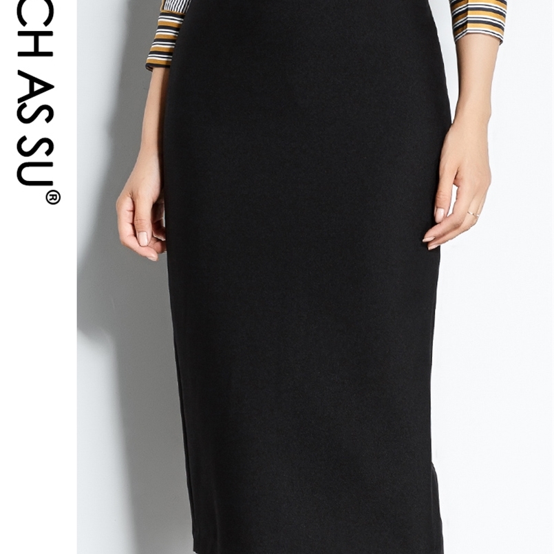 

SUCH AS SU High Quality Womens Office Work Pencil Skirt Waist Career Package Hip Skirts Black Sexy slim S-3XL Plus Size 210708, Black skirt