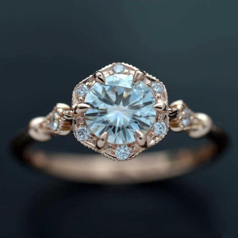 

Wedding Rings Fashion Refined Luxury Rose Gold Color Ring Filled With Jewelry White Size 6-10
