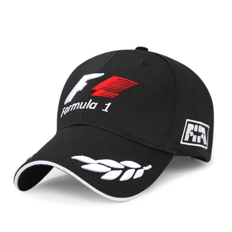 

Outdoor Sports F1 Racing Men's Baseball Cap Fashion Letter Print Embroidery Baseball Caps Long Visor Brim Shade Snapback Sun Hat, Black