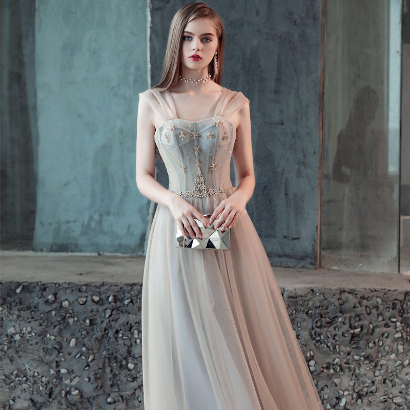 Party Dresses Evening 2021 Host Banquet Reception Graduation Ceremony Off Shoulder Skirt Length-image-701151340