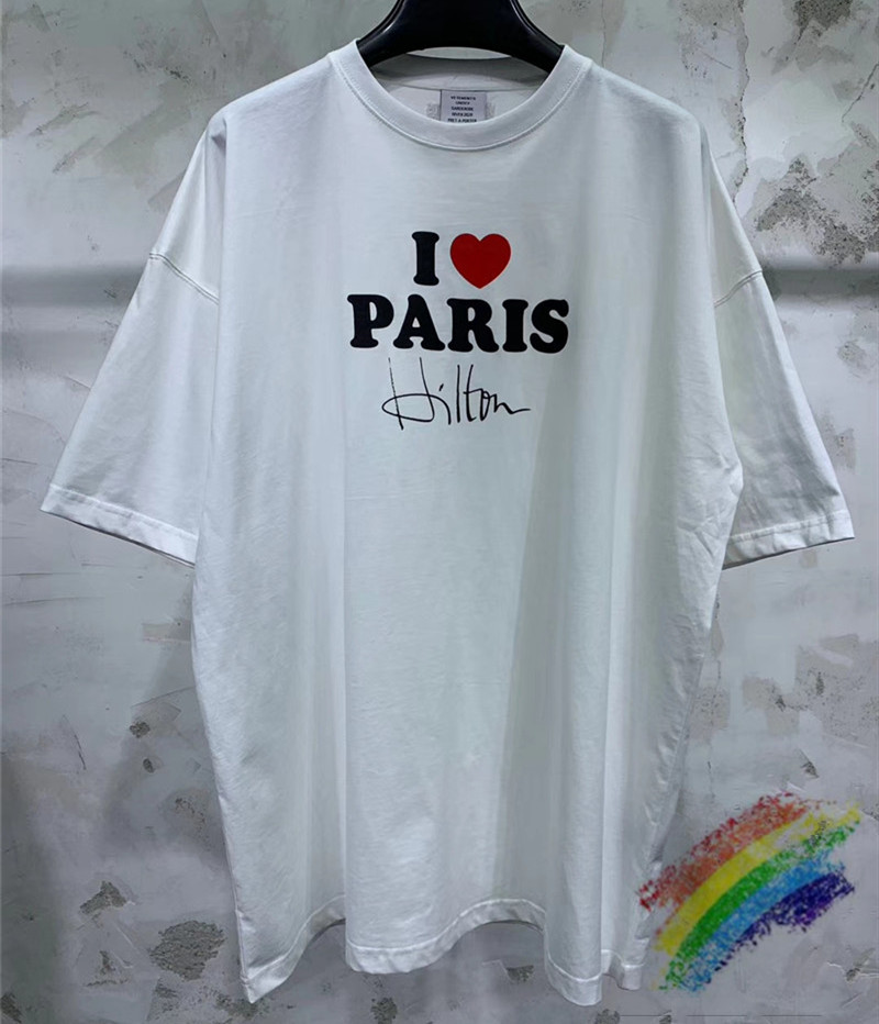 

Oversize Loose VETEMENTS 2020 I LOVE PARIS T Shirts Women Men 11 Best-Quality Summer Style Top Tees Vetements T Shirt