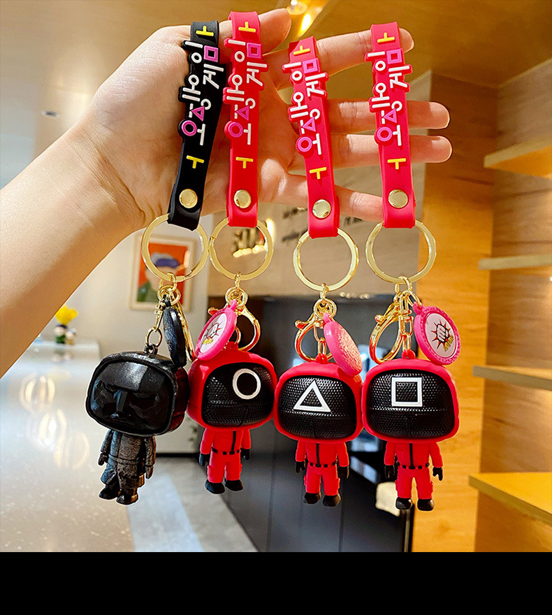

New Cartoon Squid Game Keychain Pendant Korea Squid Game Mask Keychain Backpack Pendant Holiday Gift